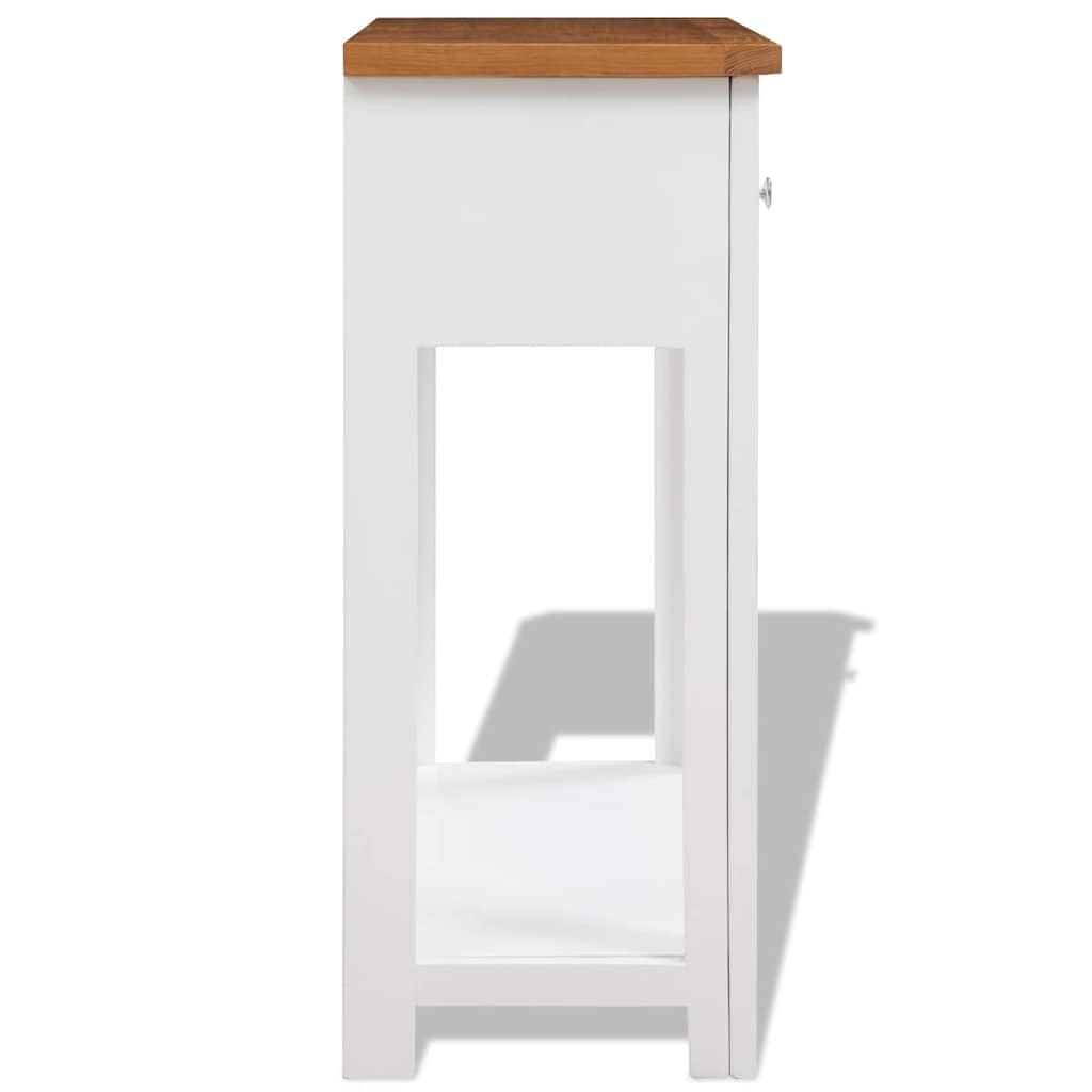 Solid Oak Wood Console Table with 2 Drawers O169465