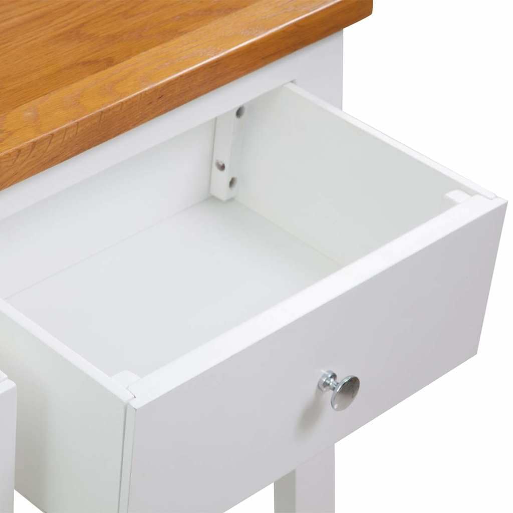 Solid Oak Wood Console Table with 2 Drawers O169465