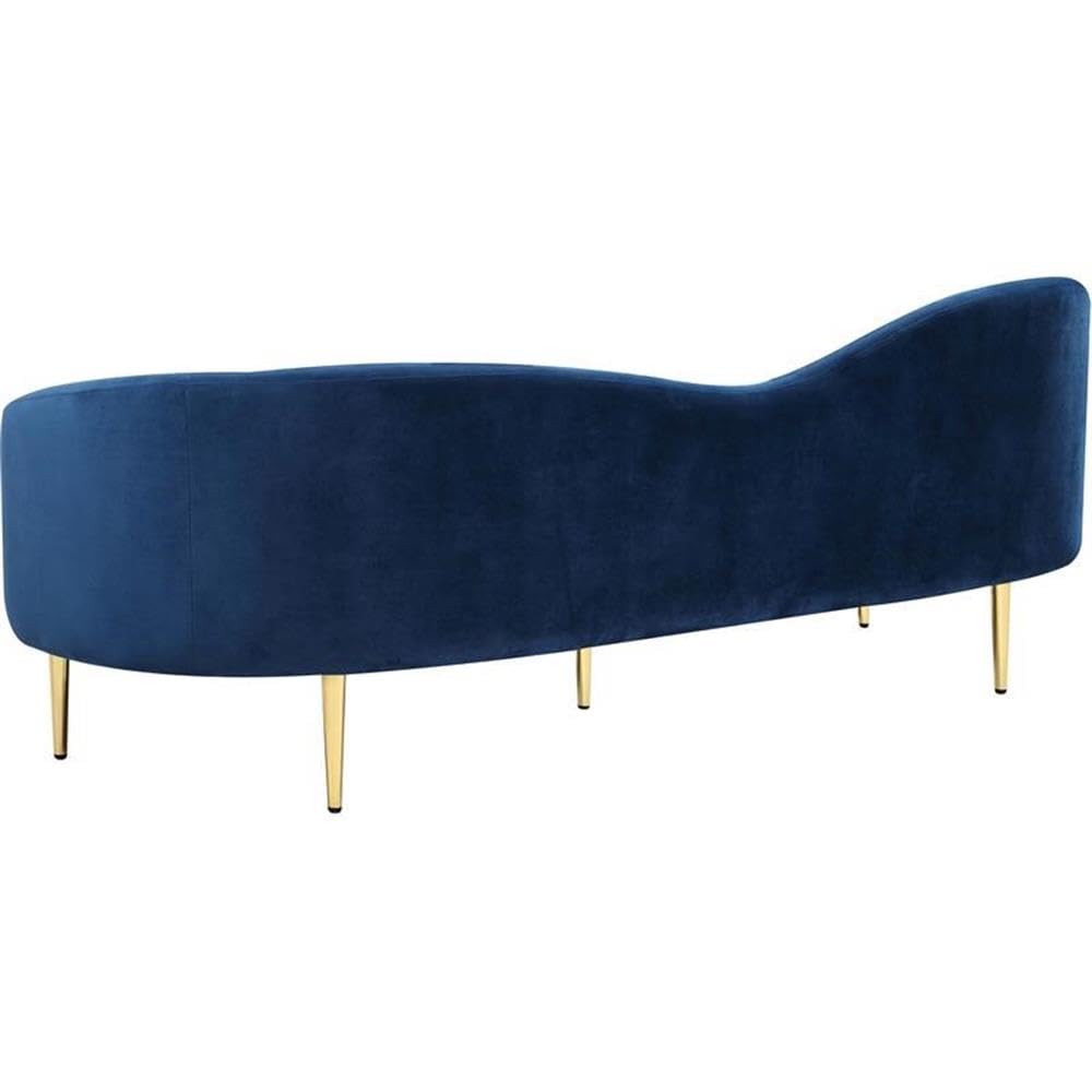 Navy Velvet Upholstered Sofa with Metal Legs L6016