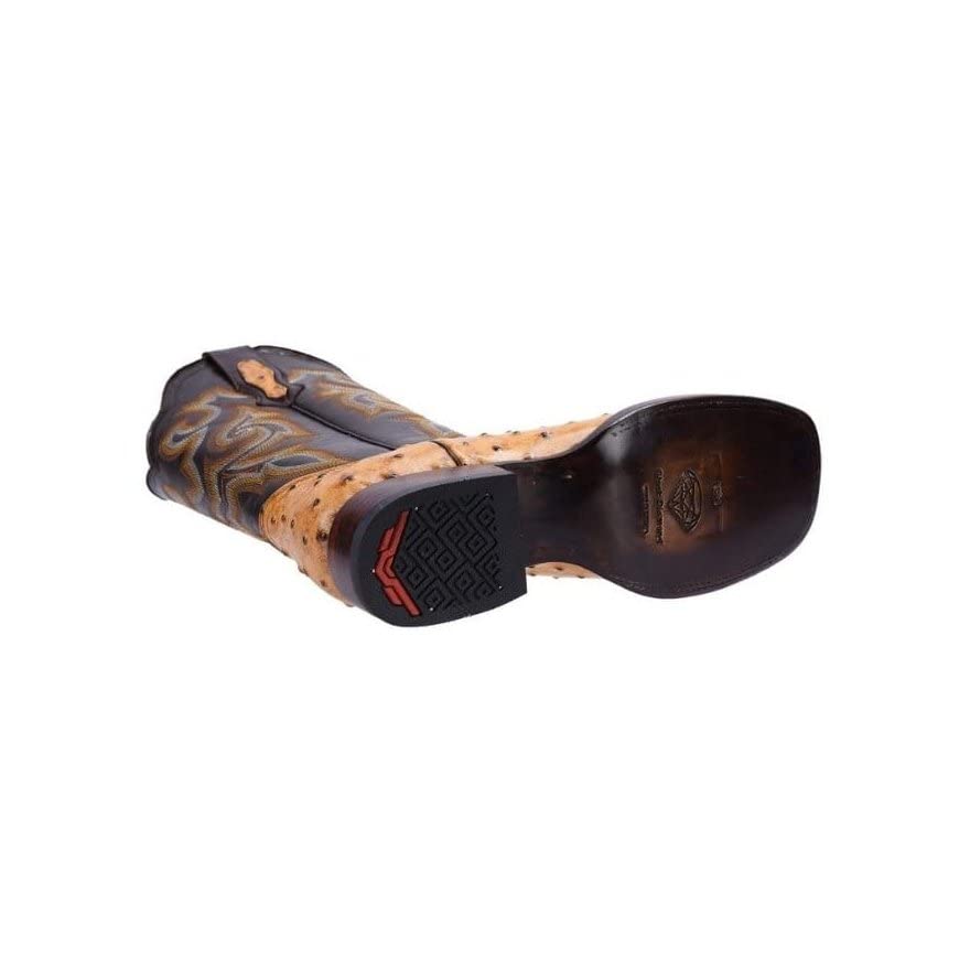 Ostrich Print Leather Western Boots L778011
