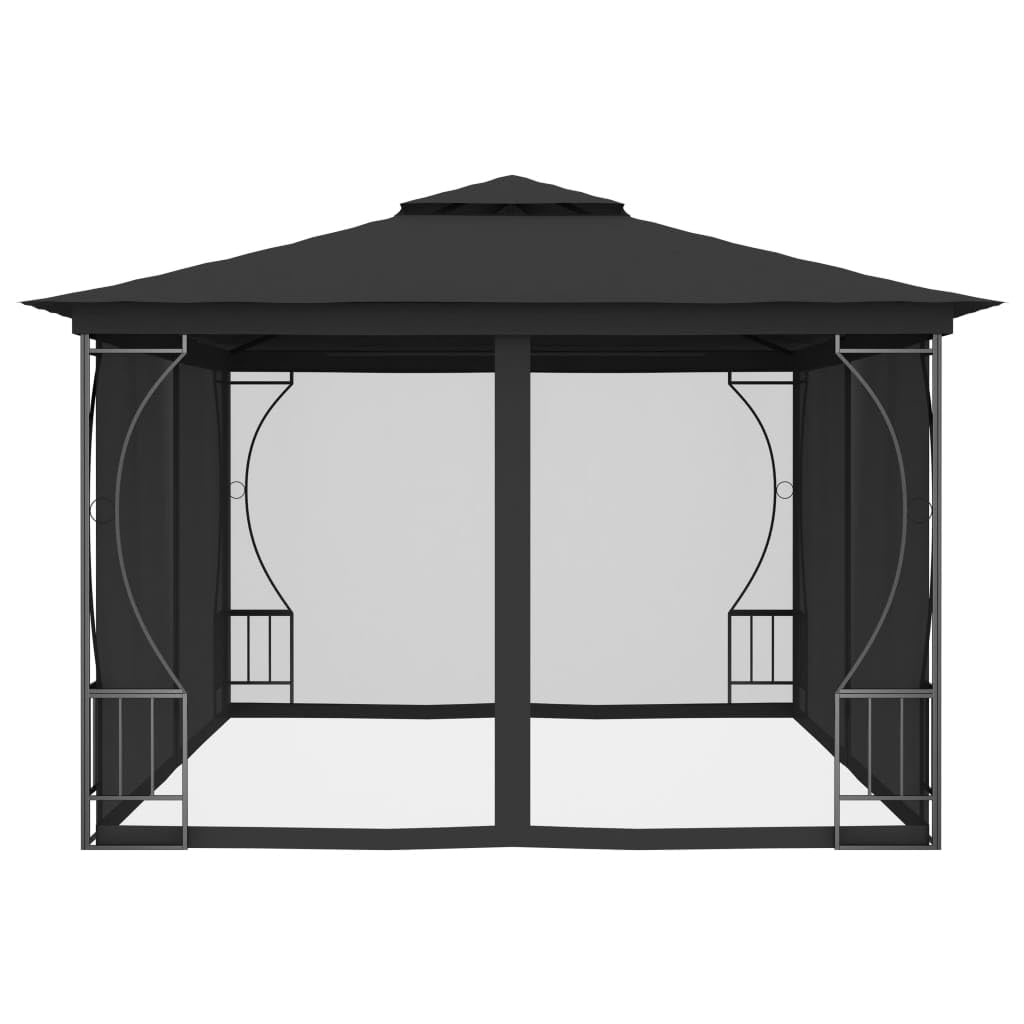 Steel Frame Gazebo with Nets 9.8x13.1ft Anthracite Outdoor Canopy Tent Y7294