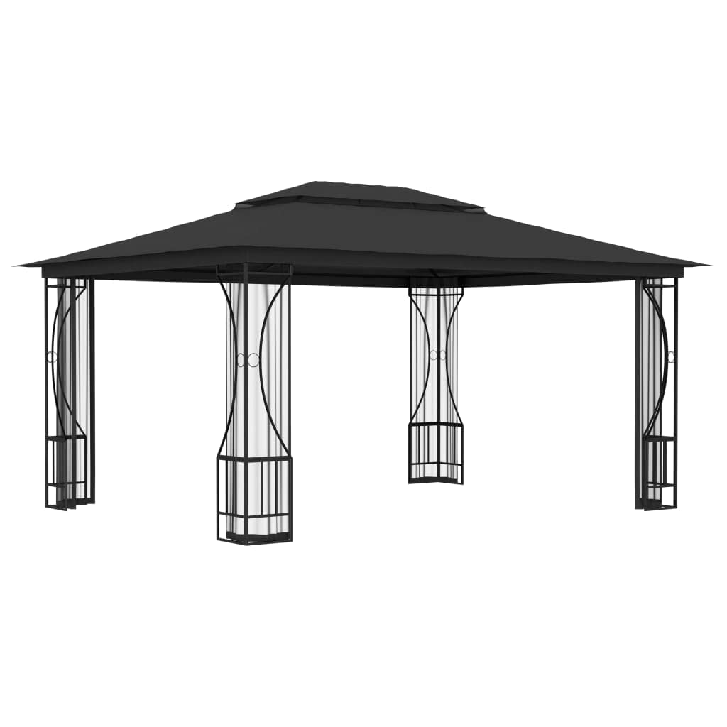 Steel Frame Gazebo with Nets 9.8x13.1ft Anthracite Outdoor Canopy Tent Y7294