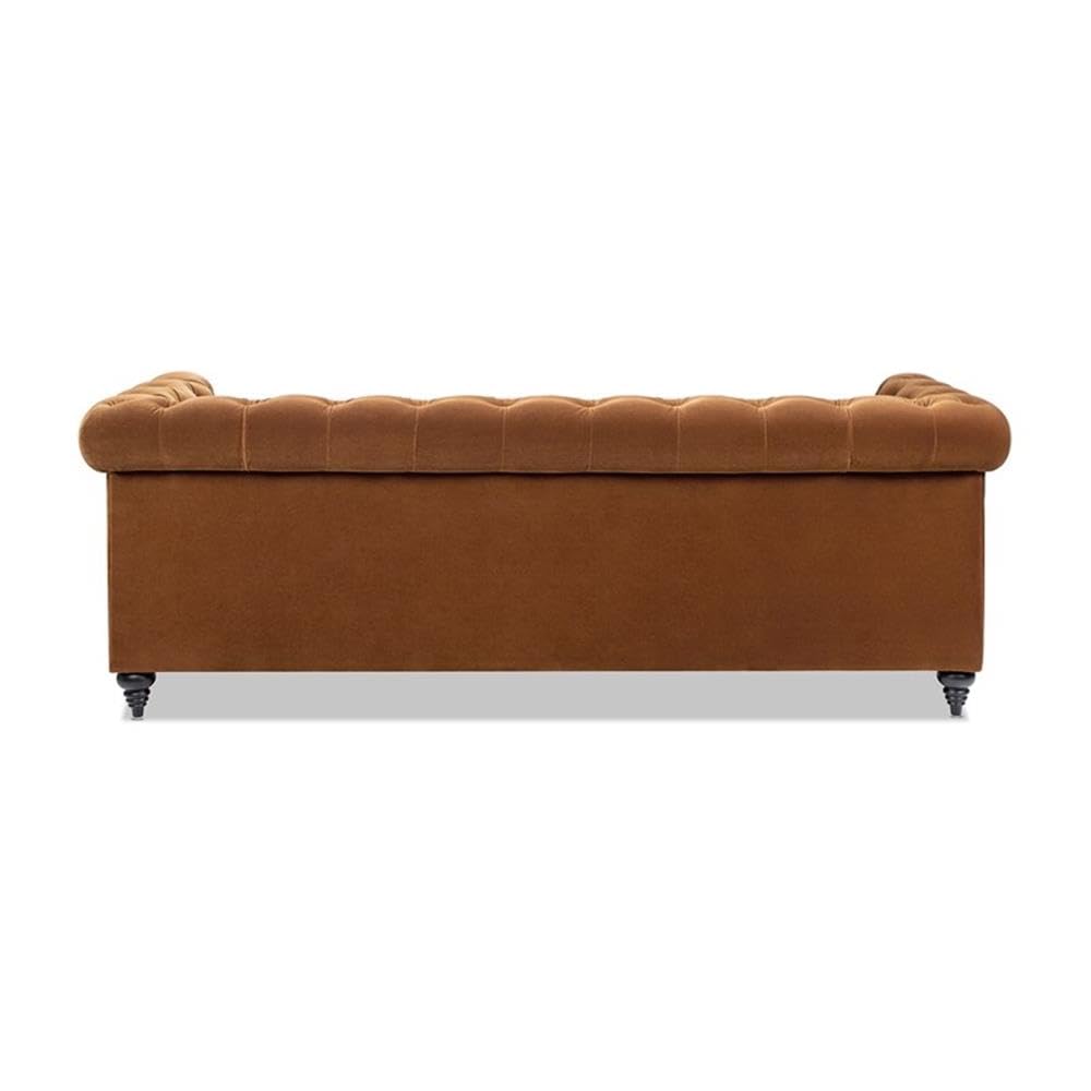 Burnt Orange Velvet Tufted Chesterfield Sofa R258251