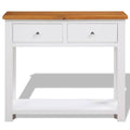 Solid Oak Wood Console Table with 2 Drawers O169465