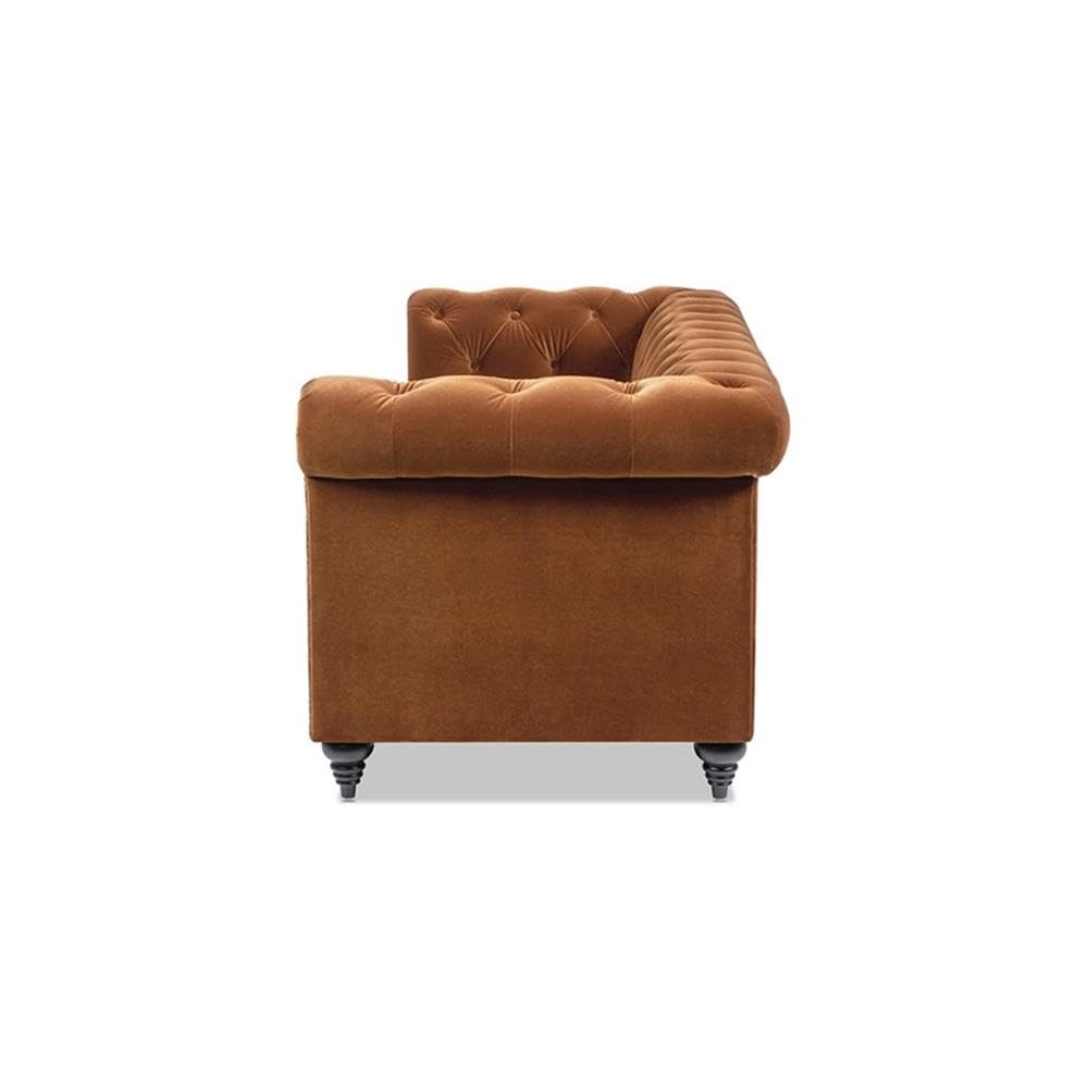 Burnt Orange Velvet Tufted Chesterfield Sofa R258251