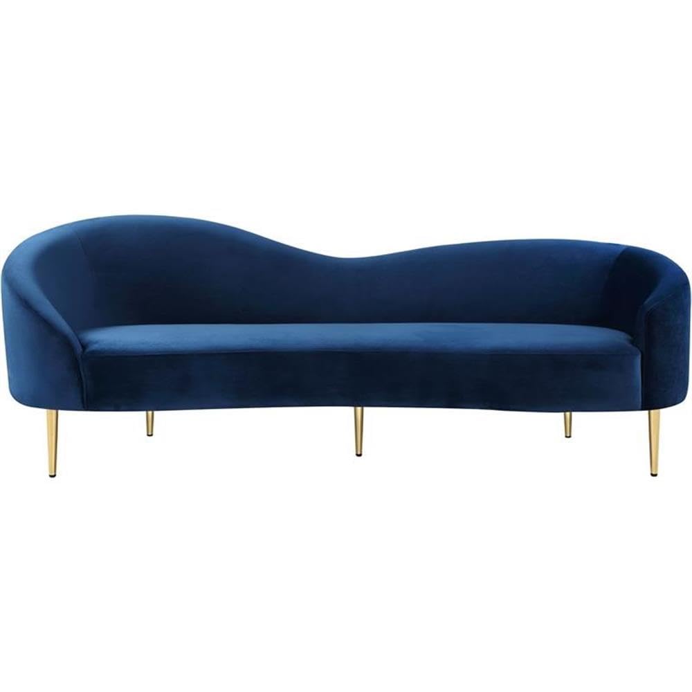 Navy Velvet Upholstered Sofa with Metal Legs L6016
