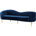 Navy Velvet Upholstered Sofa with Metal Legs L6016