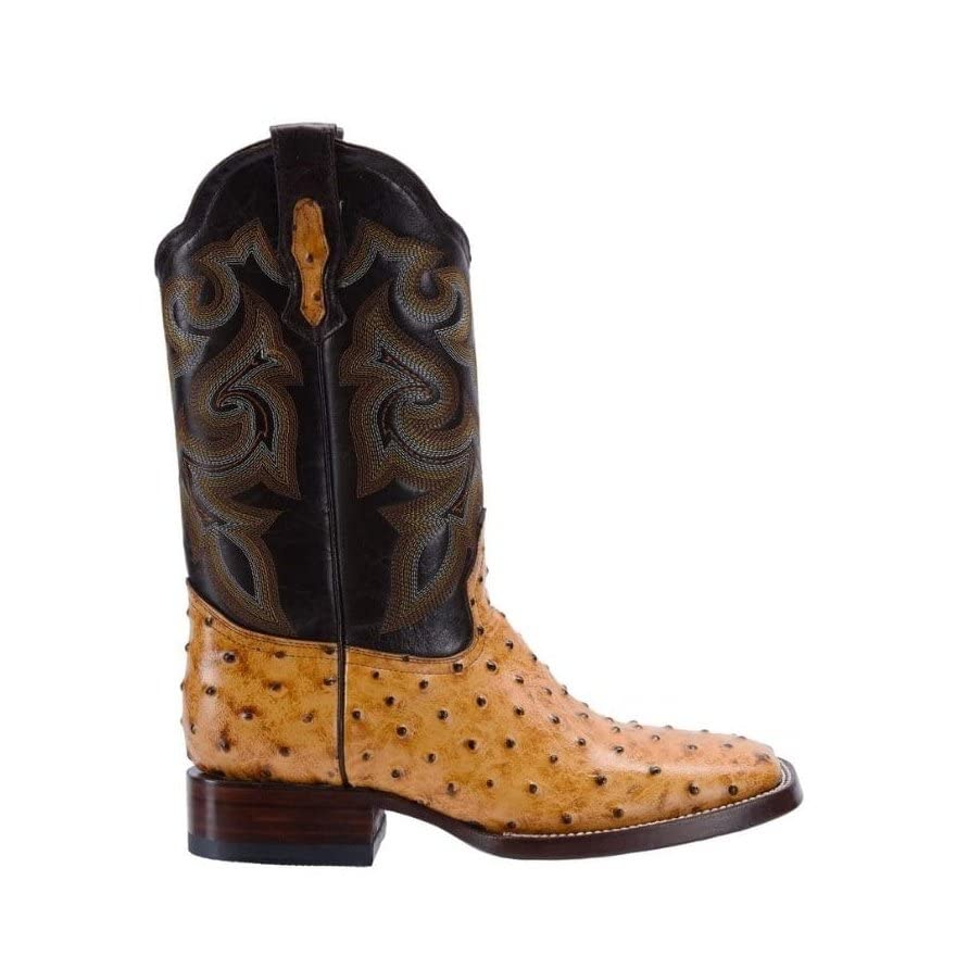Ostrich Print Leather Western Boots L778011
