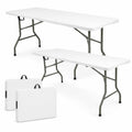 Set of 2 White 6 FT Folding Plastic Table Z246817