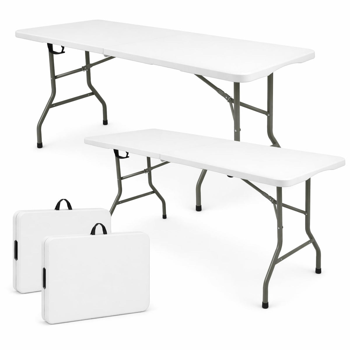 Set of 2 White 6 FT Folding Plastic Table Z246817
