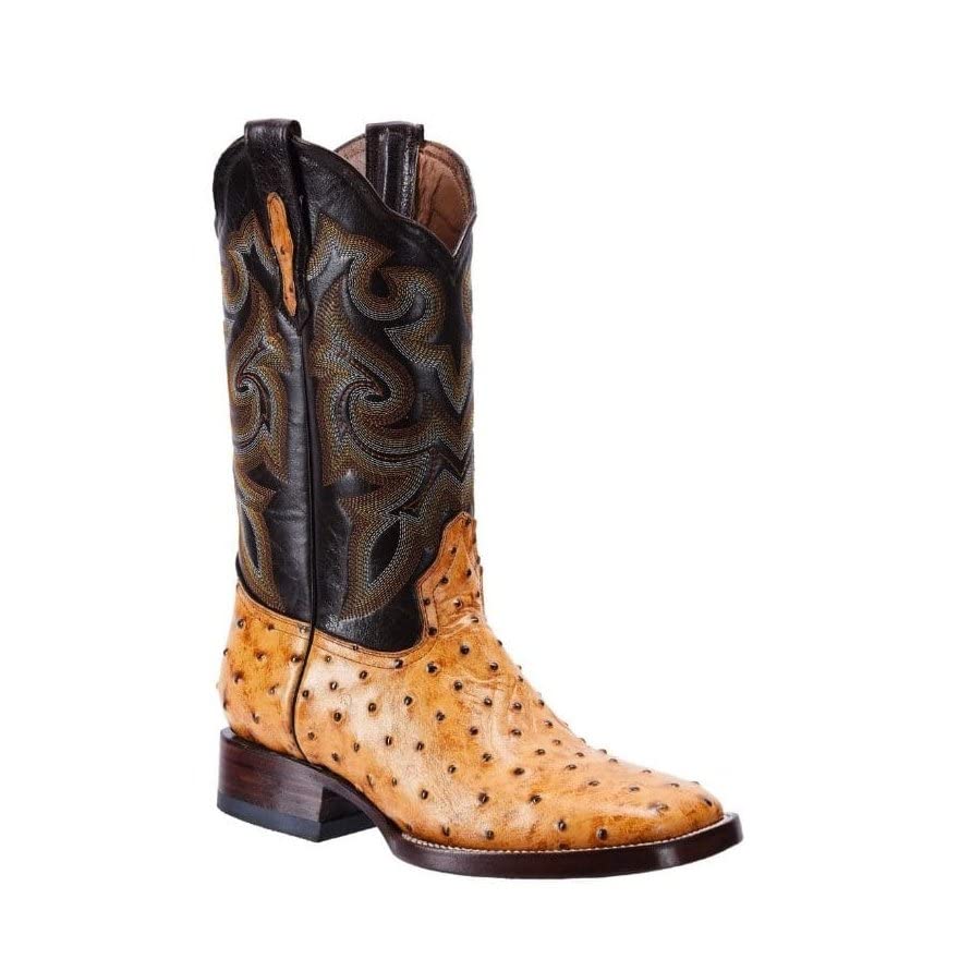 Ostrich Print Leather Western Boots L778011