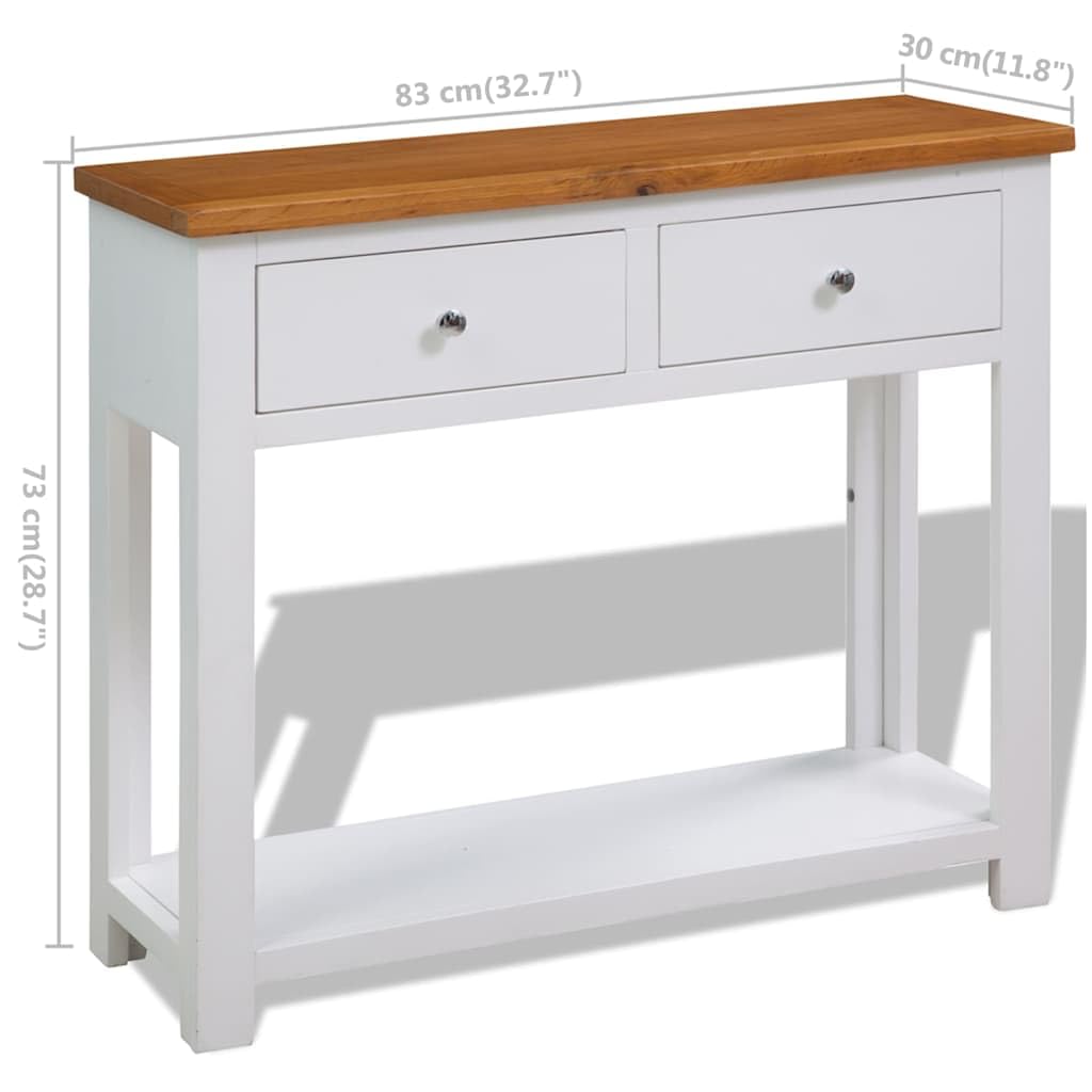 Solid Oak Wood Console Table with 2 Drawers O169465