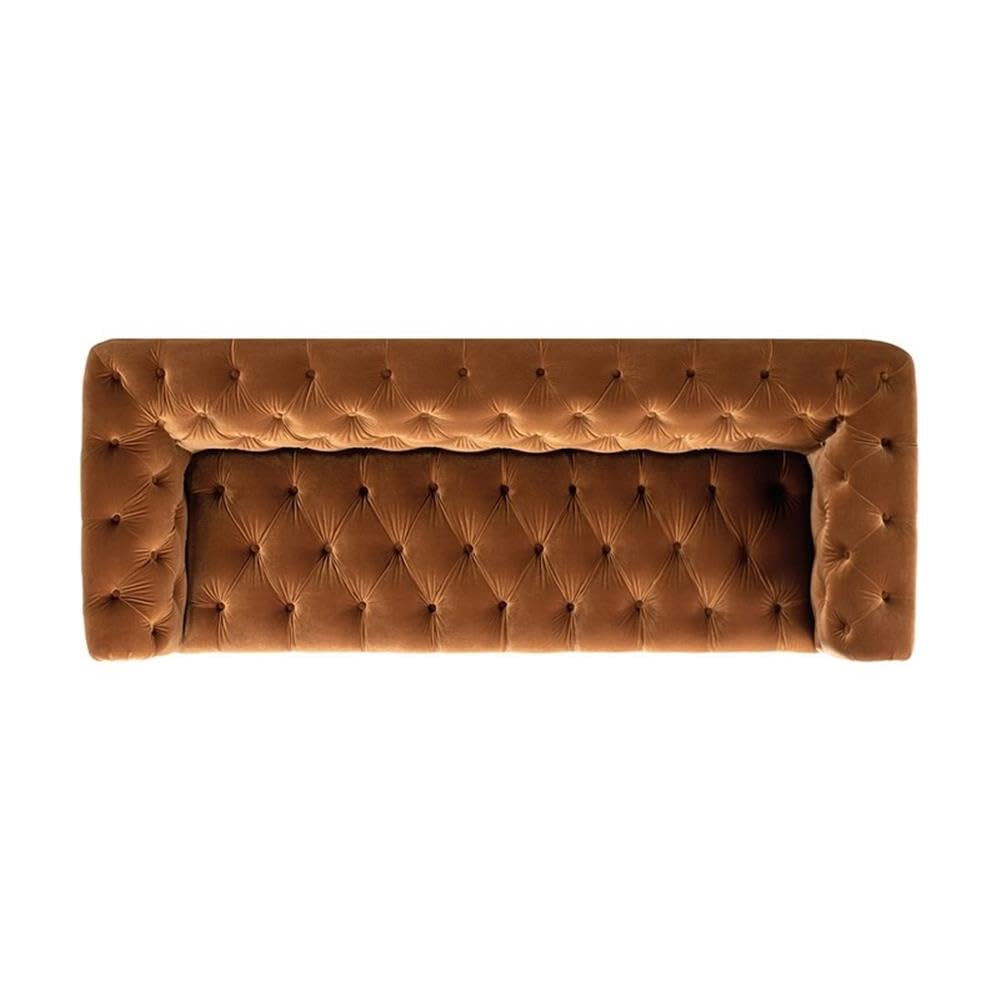 Burnt Orange Velvet Tufted Chesterfield Sofa R258251