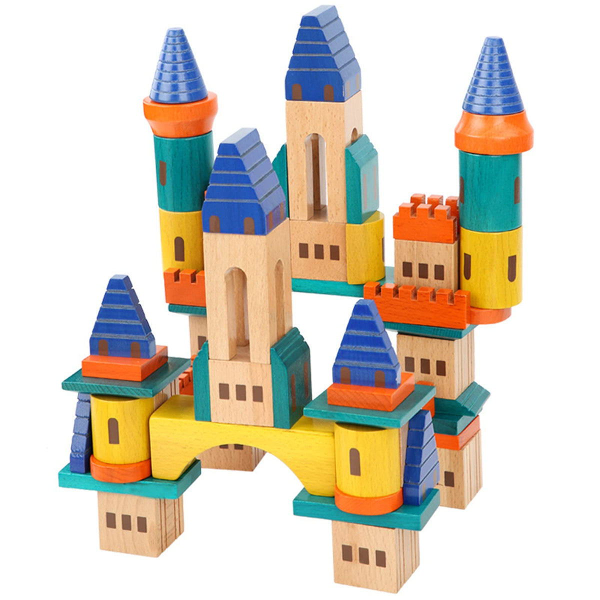 69 Pcs Wooden Building Blocks Set F23991