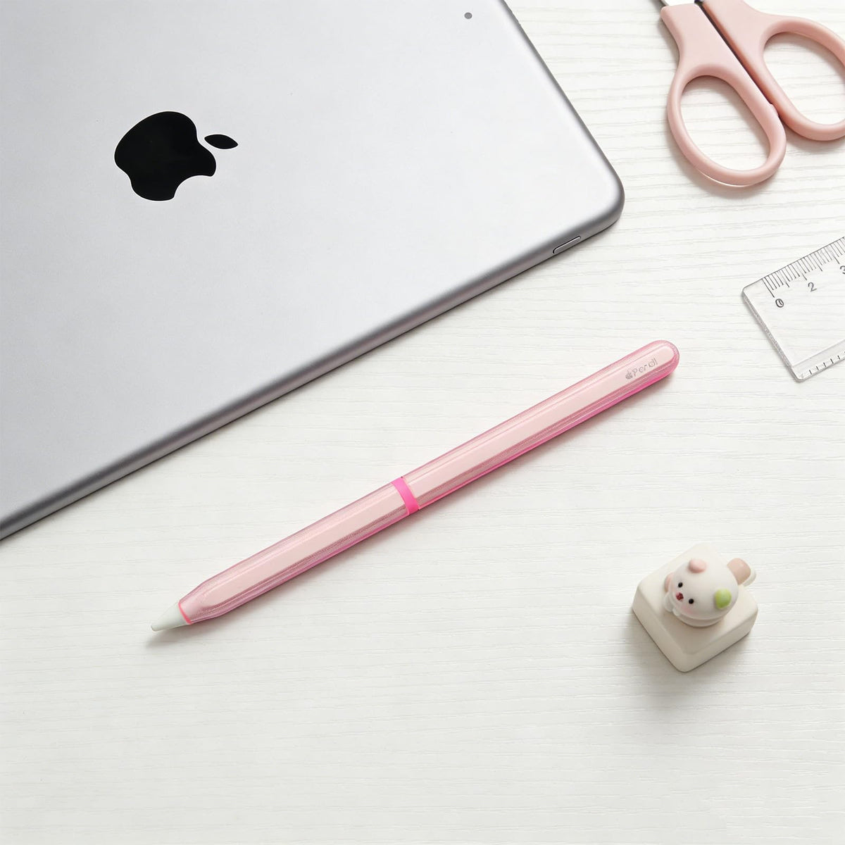 Pink Protective Pencil Case with 2 Silicone Tip Covers W5564
