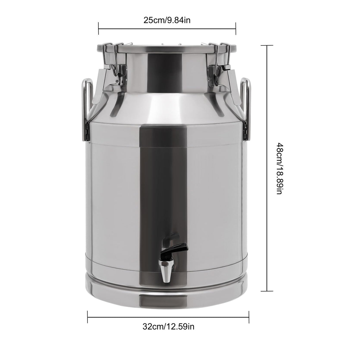 30L Stainless Steel Milk Can with Handle Sealed Lid and Faucet N514457