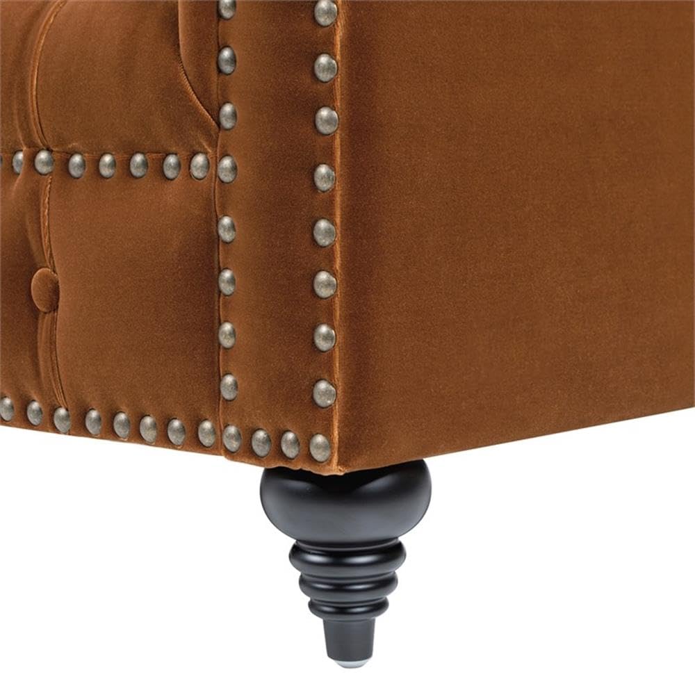 Burnt Orange Velvet Tufted Chesterfield Sofa R258251