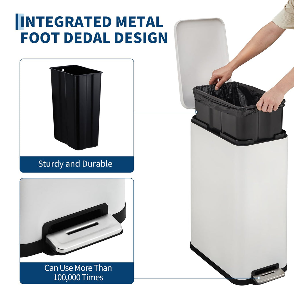 13.2 Gallon Stainless Steel Step Trash Can with Lid B454