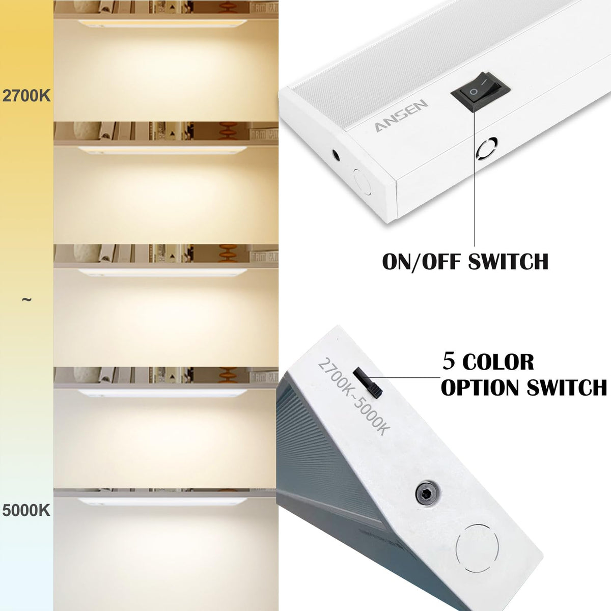 2 Packs Under Cabinet Lighting, 24in 18W Dimmable LED Light, 5 Color Temperature Z7862
