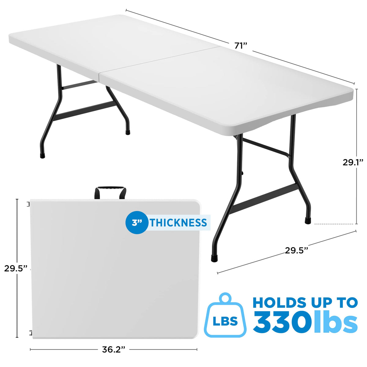 White Plastic Folding Table Y753
