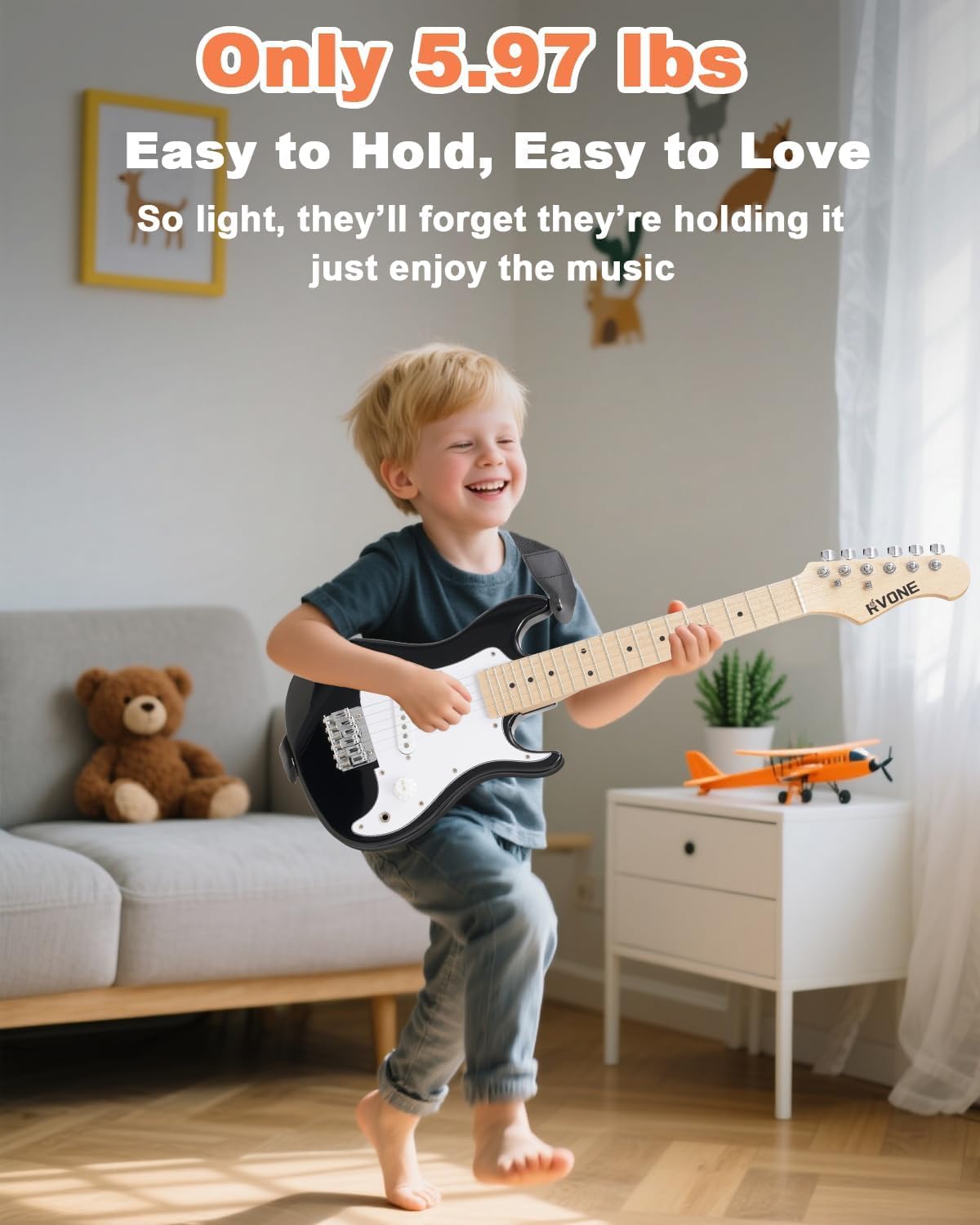 30 Inch Kids Electric Guitar Kit with 5W Amp Black K301