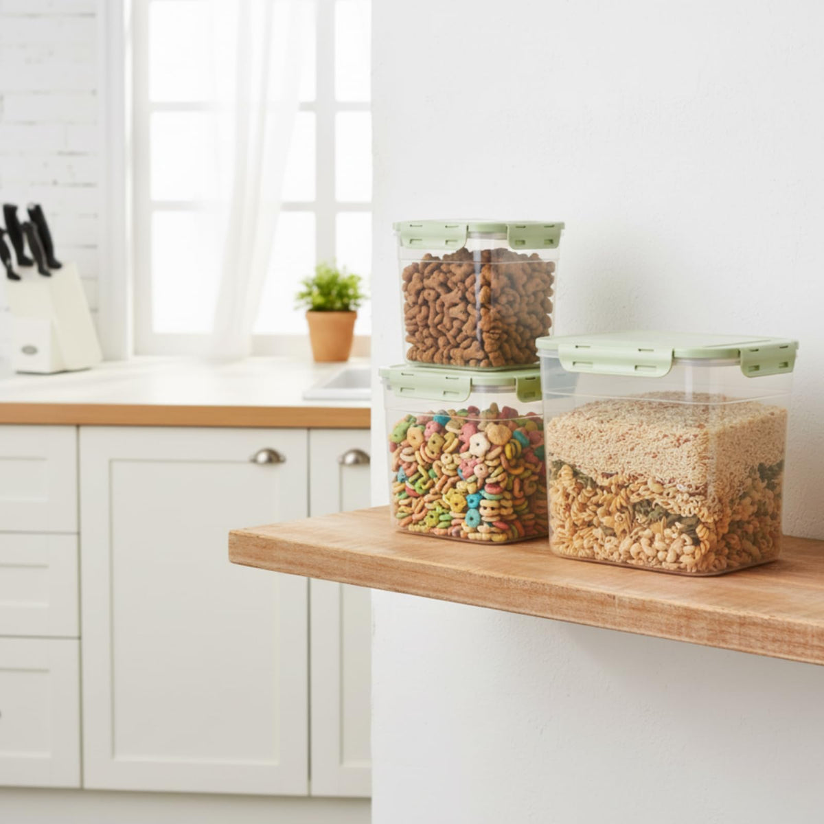 6 Pcs Dog and Cat Food Storage Containers with 2 Scoops F96659