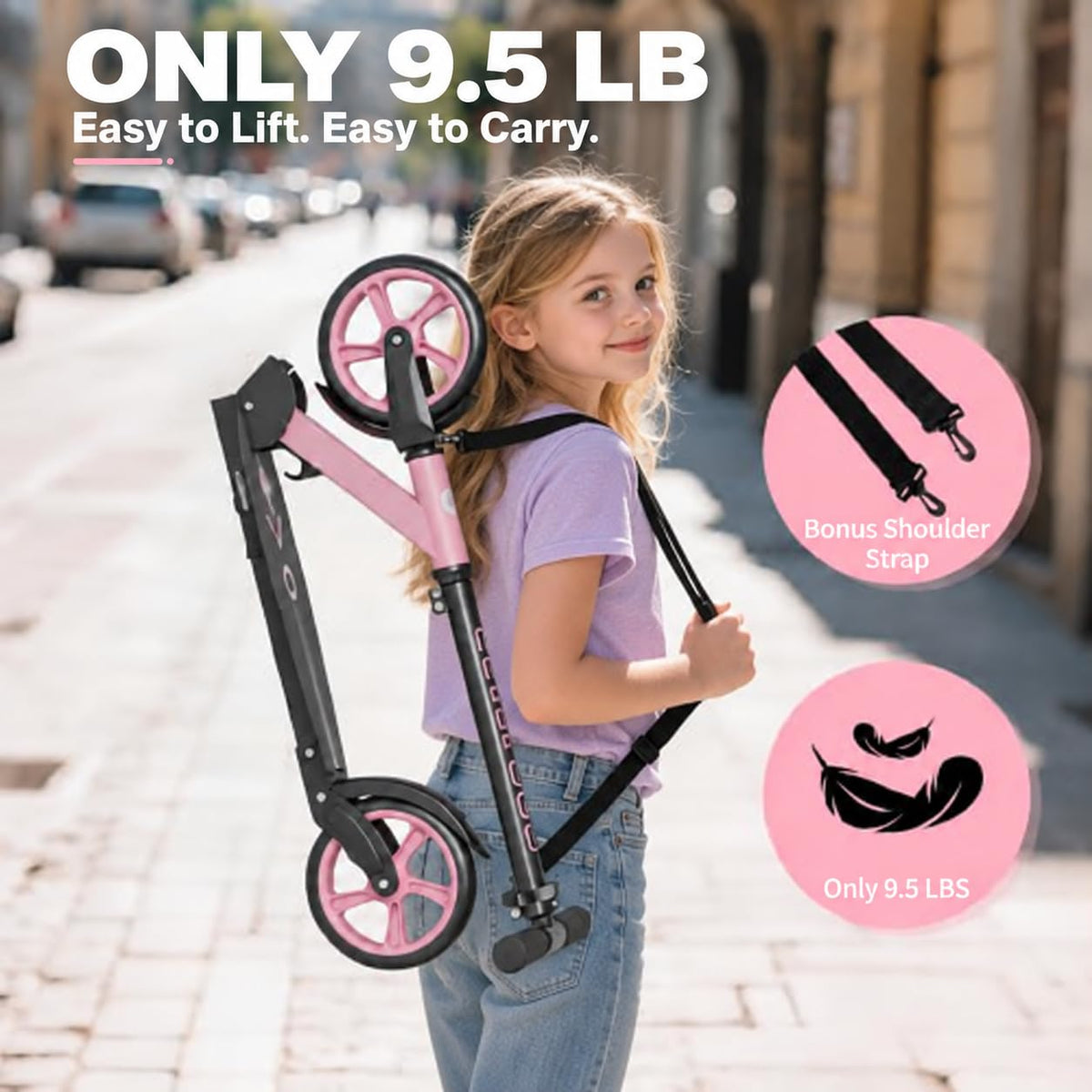 Lightweight Foldable Kick Scooter with Carry Strap B36764