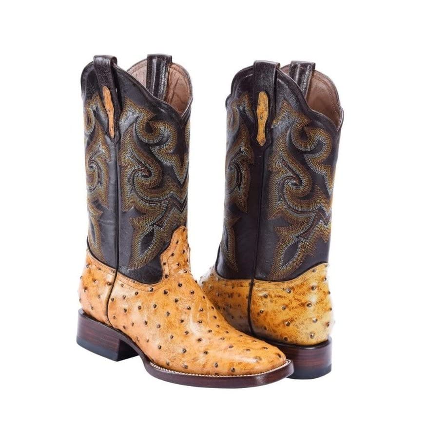 Ostrich Print Leather Western Boots L778011