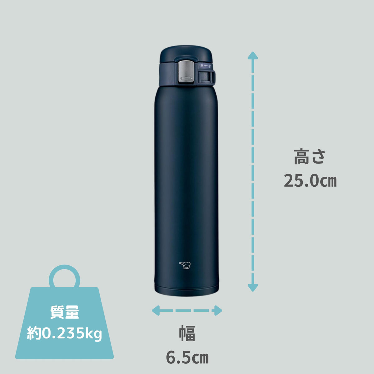 Stainless Steel Water Bottle 600ml Navy R672