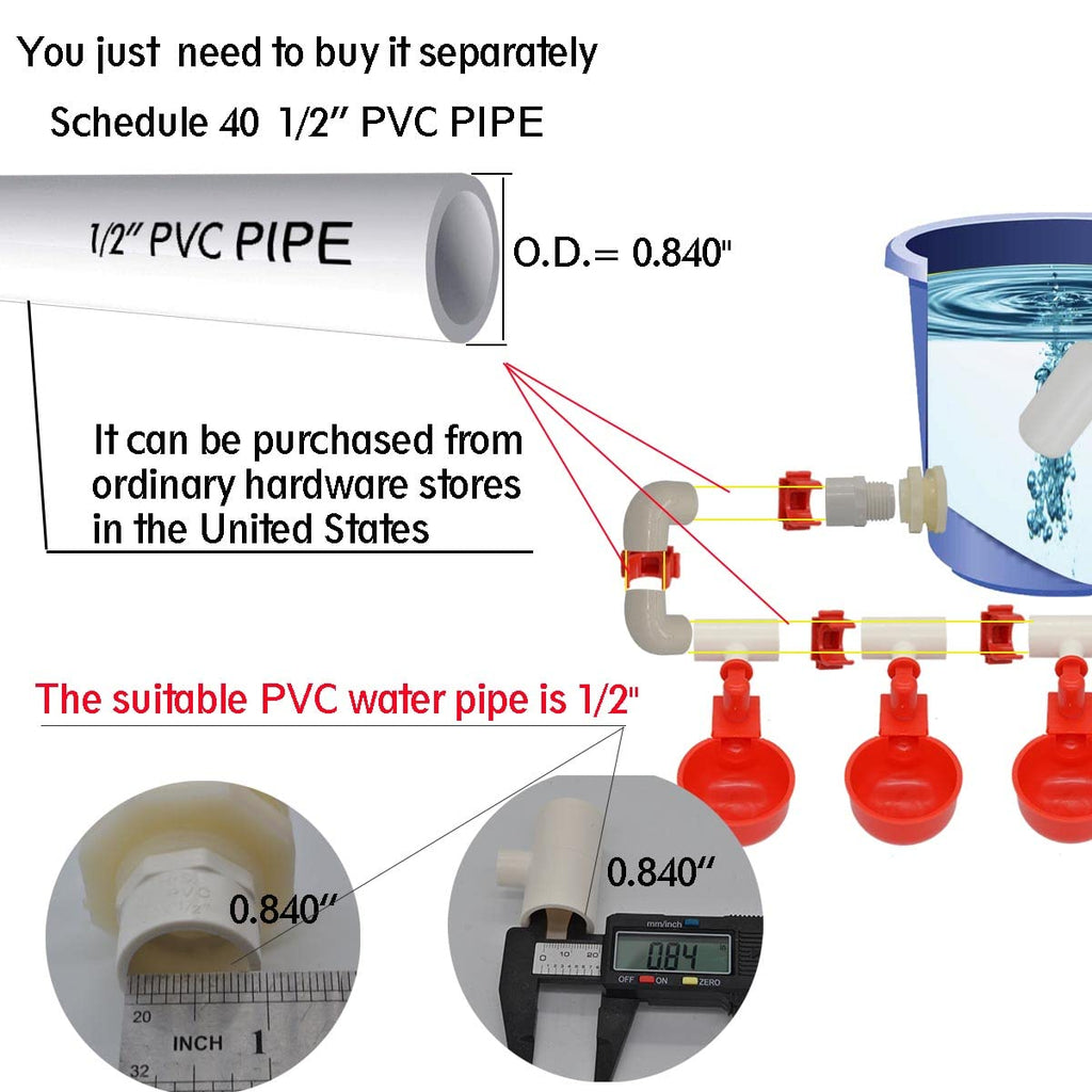 Automatic Chicken Nipple Waterer Cups and PVC Tee Fittings D244418