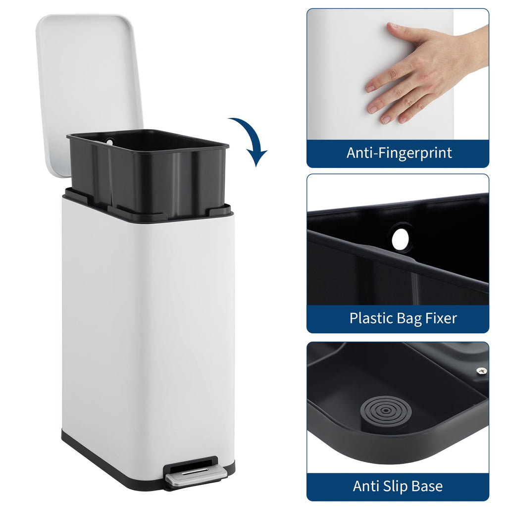 13.2 Gallon Stainless Steel Step Trash Can with Lid B454
