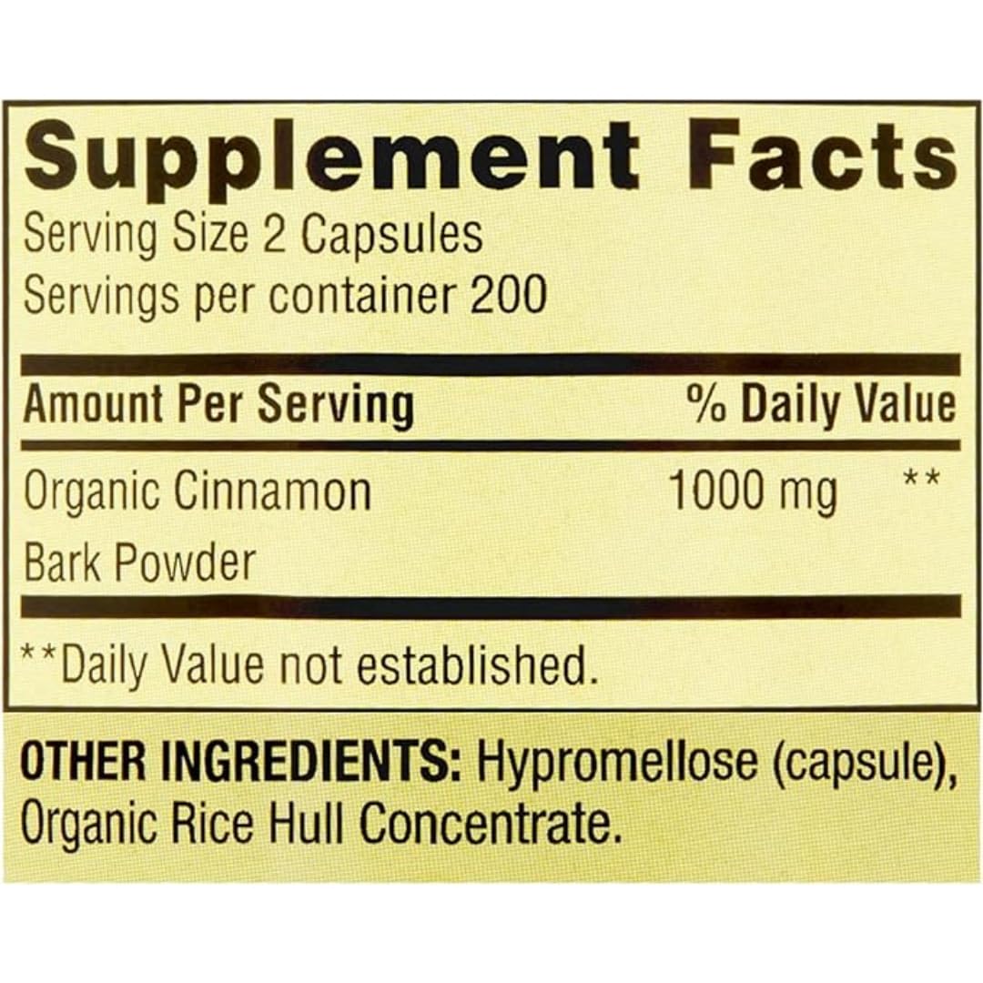 Cinnamon 1000 mg 400 Vegetarian Capsules Dietary Supplement A98113