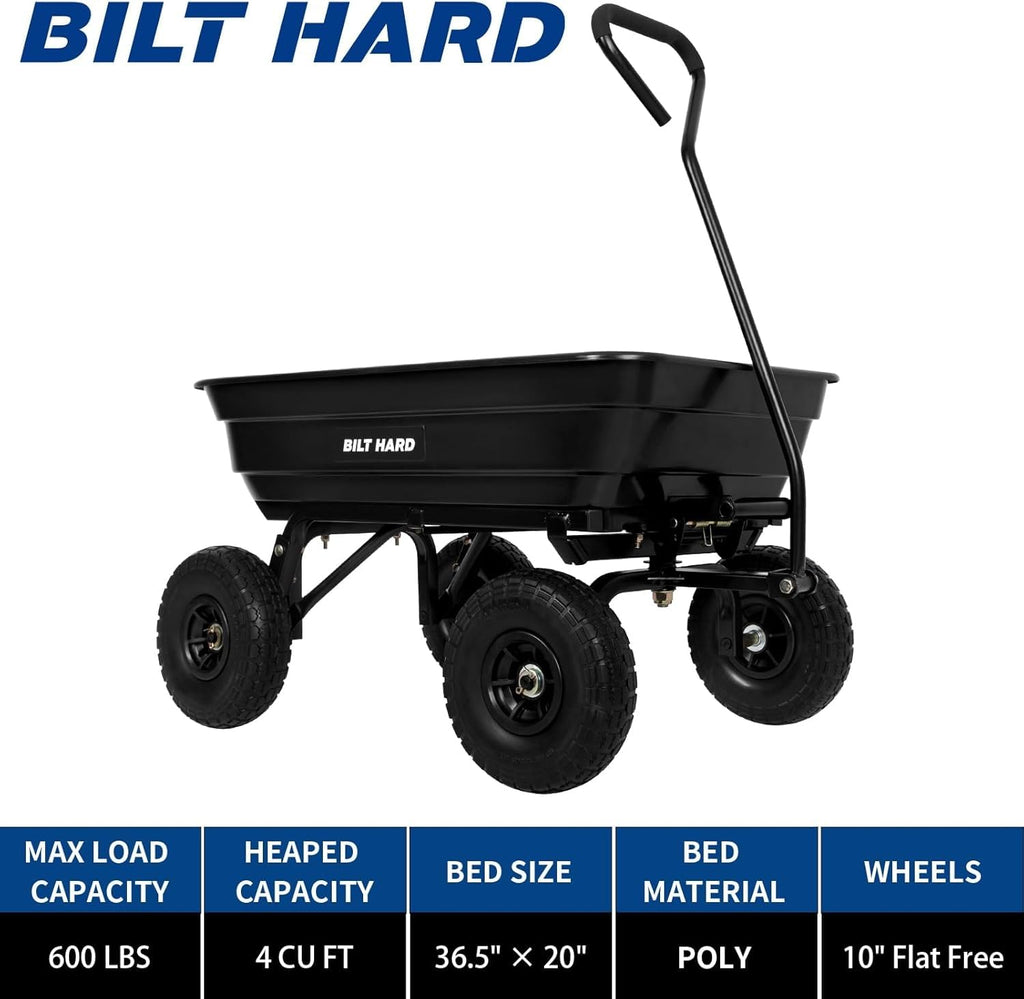 4 Cu.Ft. Poly Yard Dump Cart with 180° Rotating Handle K539009