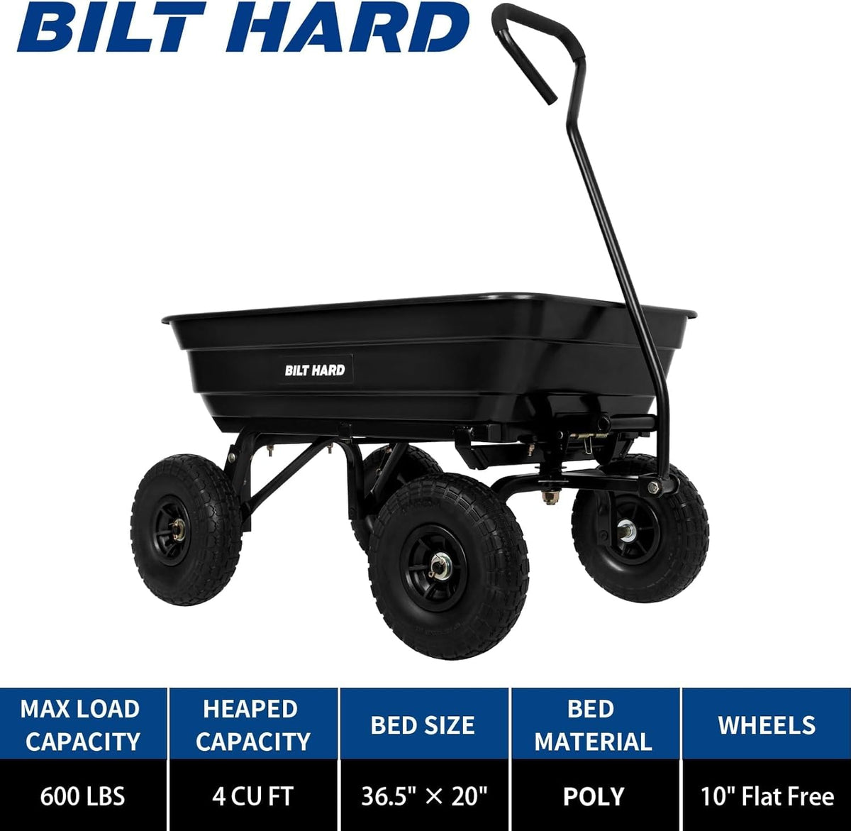 4 Cu.Ft. Poly Yard Dump Cart with 180° Rotating Handle K539009