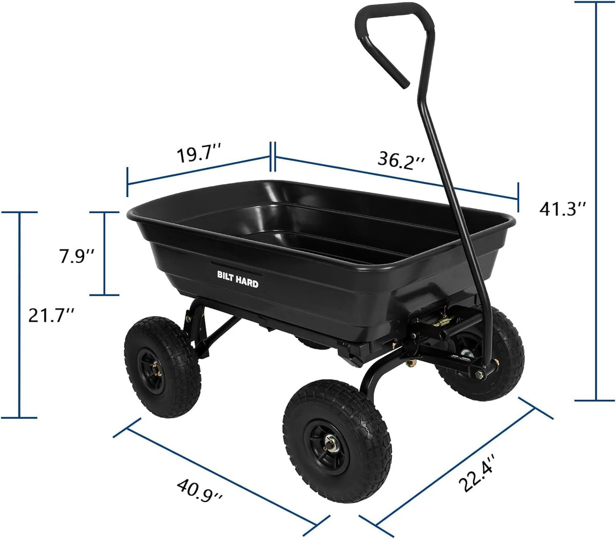 4 Cu.Ft. Poly Yard Dump Cart with 180° Rotating Handle K539009