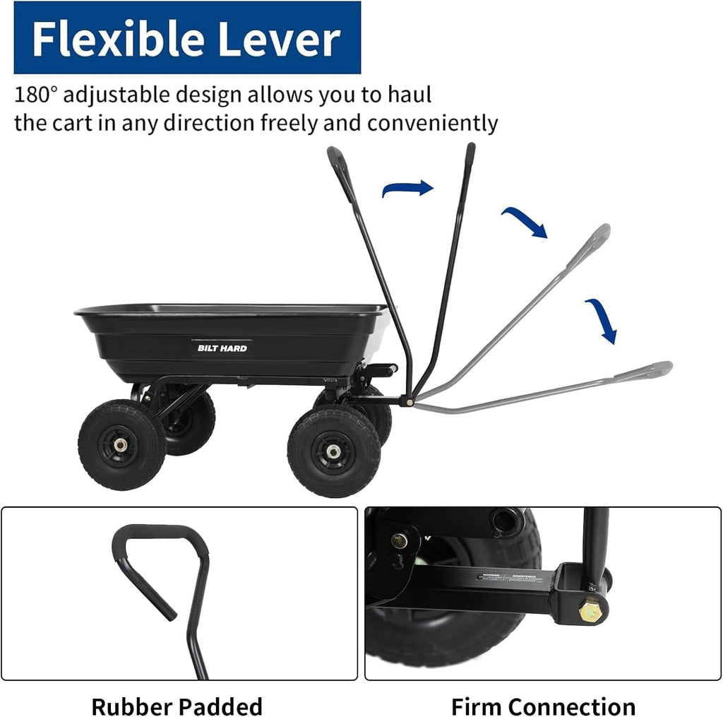 4 Cu.Ft. Poly Yard Dump Cart with 180° Rotating Handle K539009