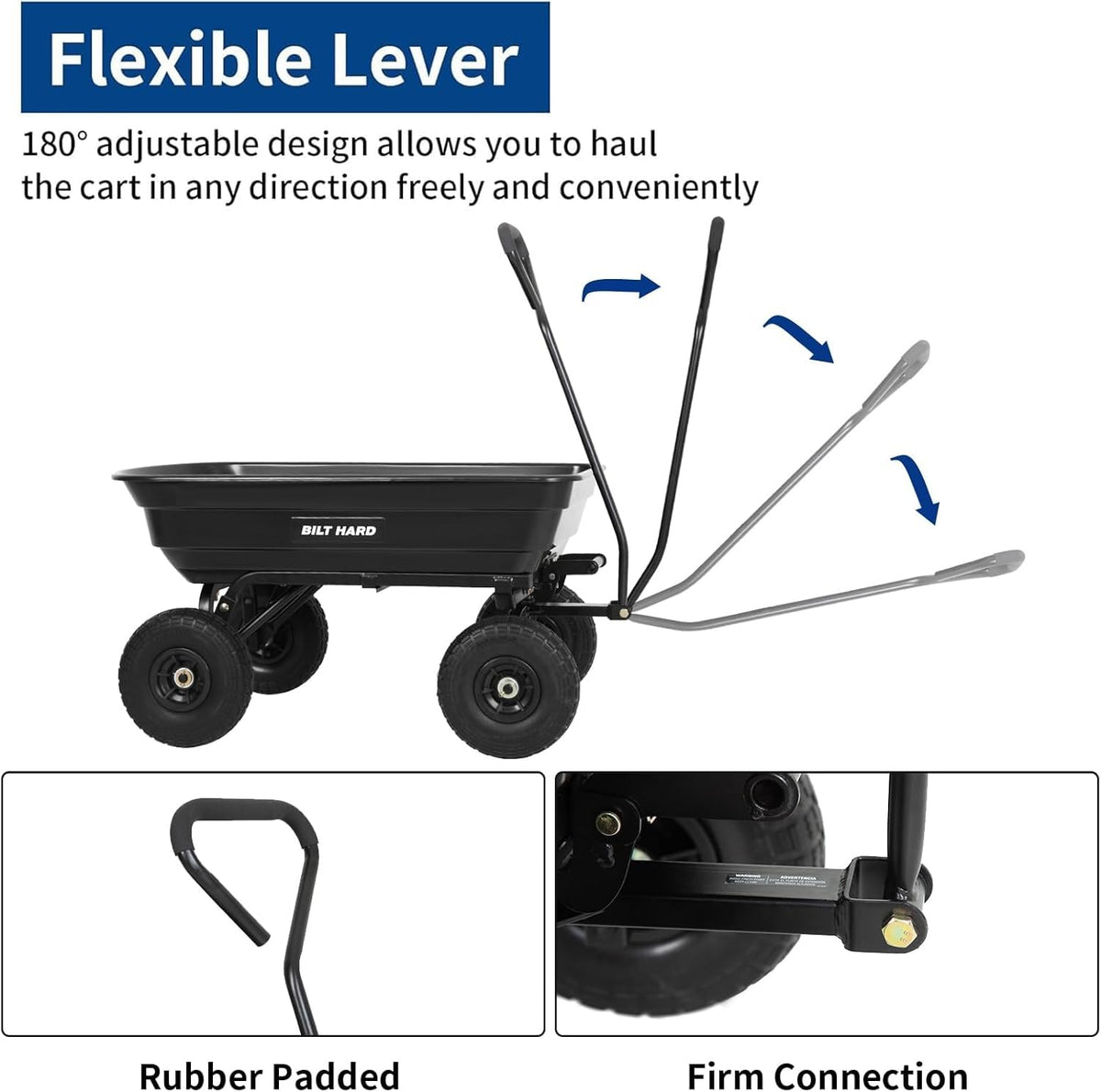 4 Cu.Ft. Poly Yard Dump Cart with 180° Rotating Handle K539009