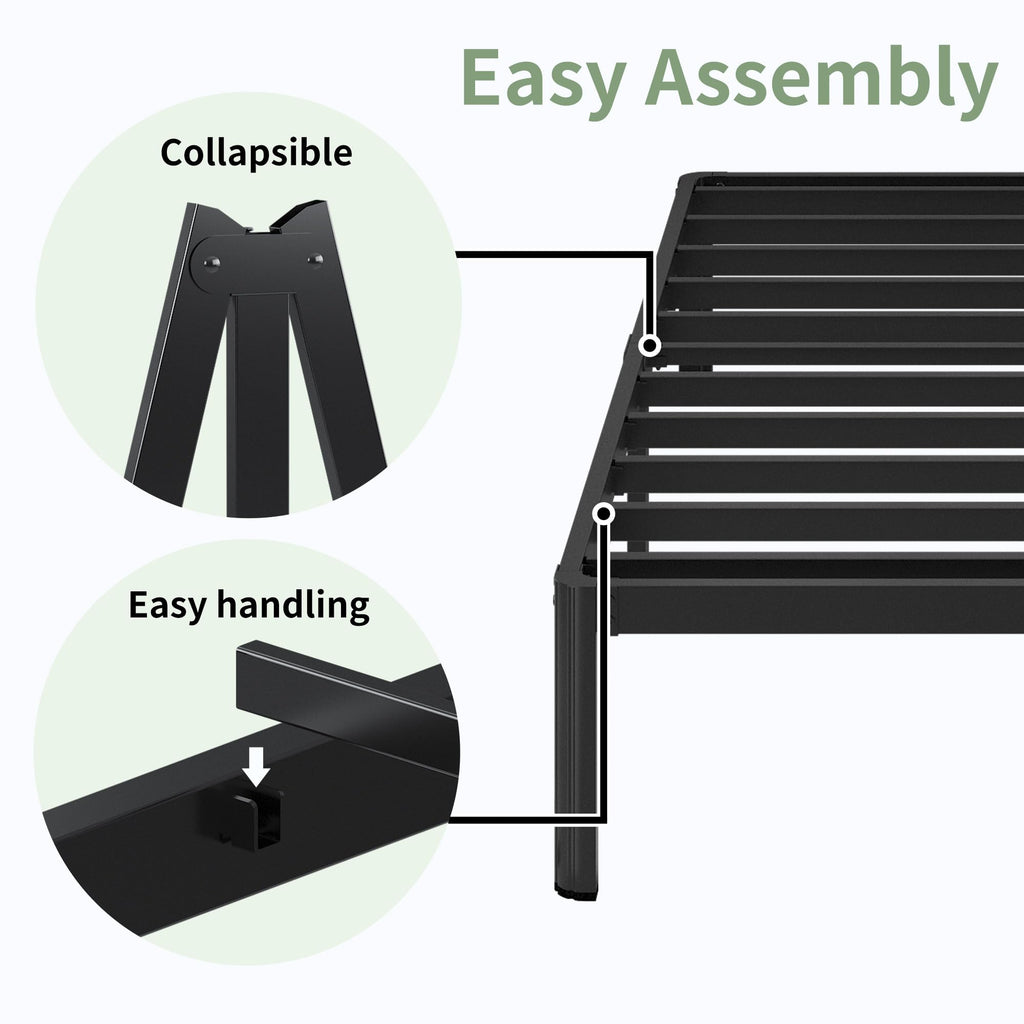Black 7 Inch Queen Metal Platform Bed Frame P81452