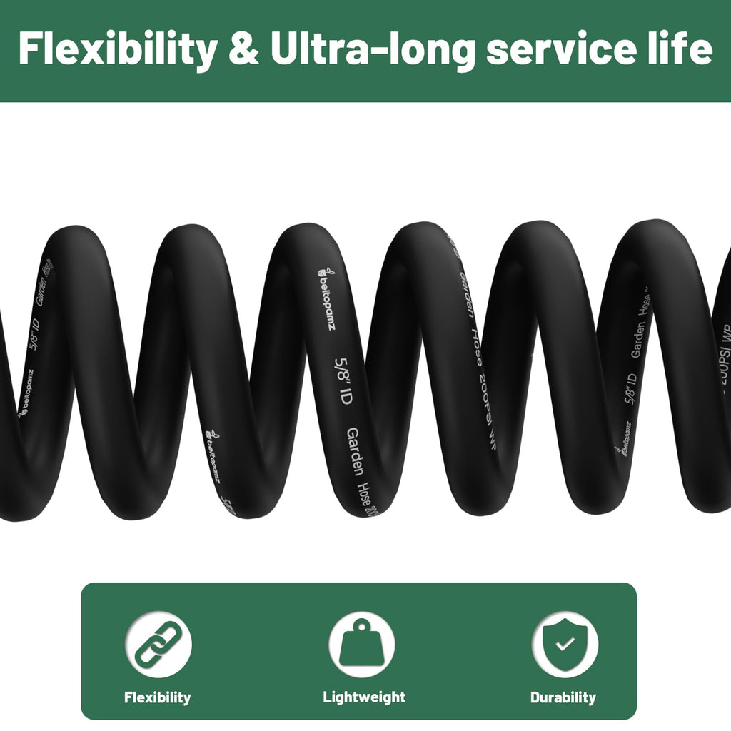 100 ft 5/8 in Heavy Duty Flexible Rubber Hybrid Garden Hose M20484