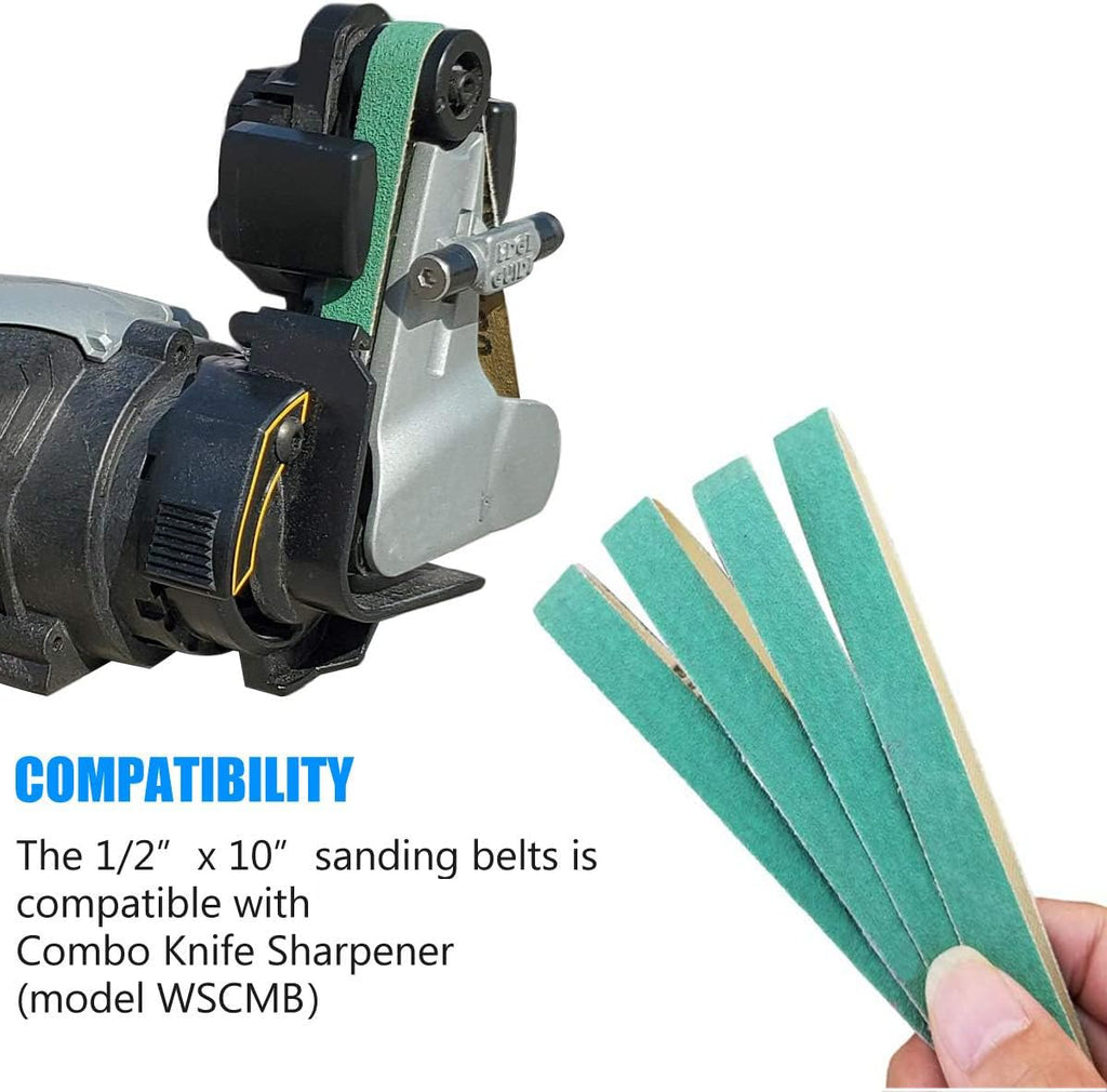 24 Pack 1/2" x 10" Replacement Knife Sharpener Sander Belt Kit 80/120/240/400/1000/1200 Grits O11826