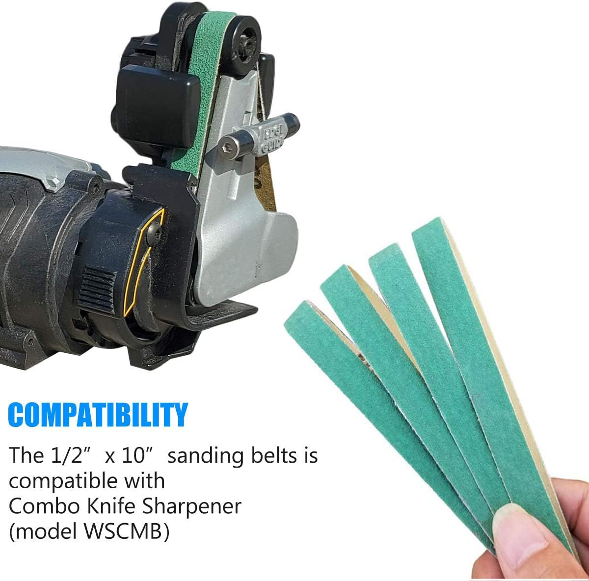 24 Pack 1/2" x 10" Replacement Knife Sharpener Sander Belt Kit 80/120/240/400/1000/1200 Grits O11826