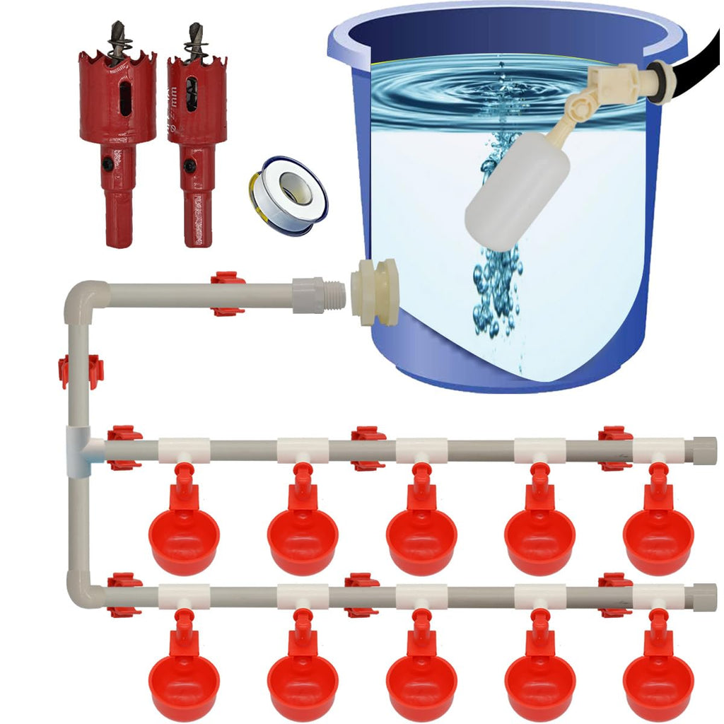 Automatic Chicken Nipple Waterer Cups and PVC Tee Fittings D244418
