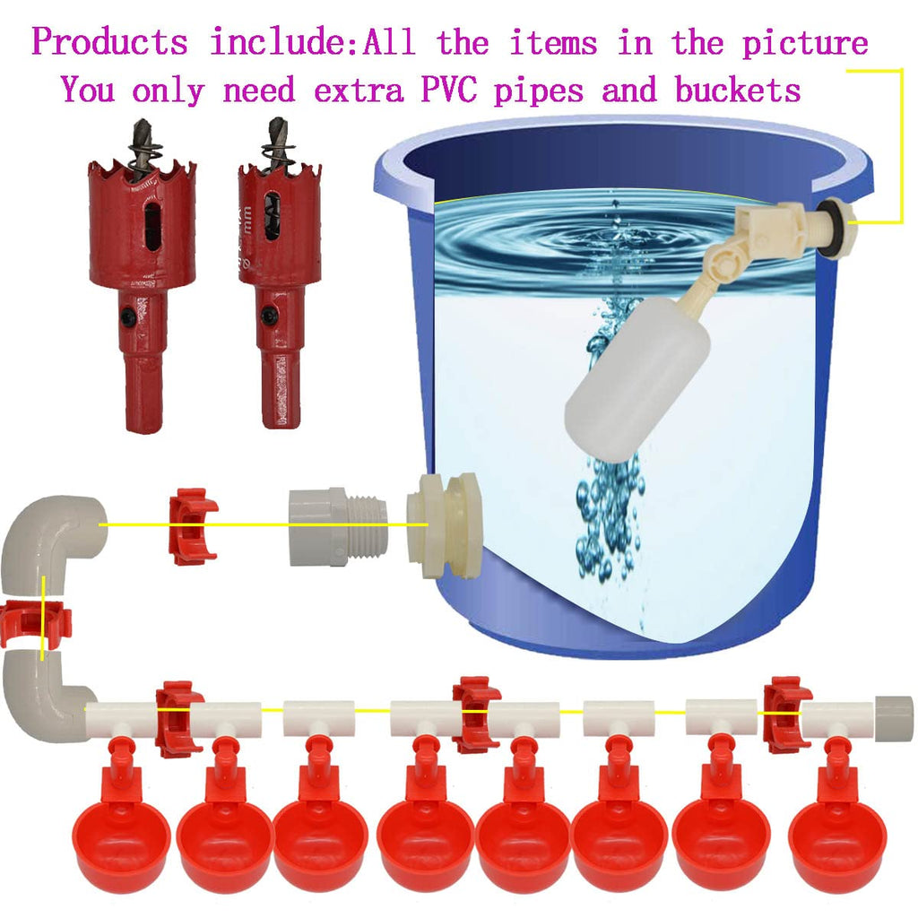Automatic Chicken Nipple Waterer Cups and PVC Tee Fittings D244418