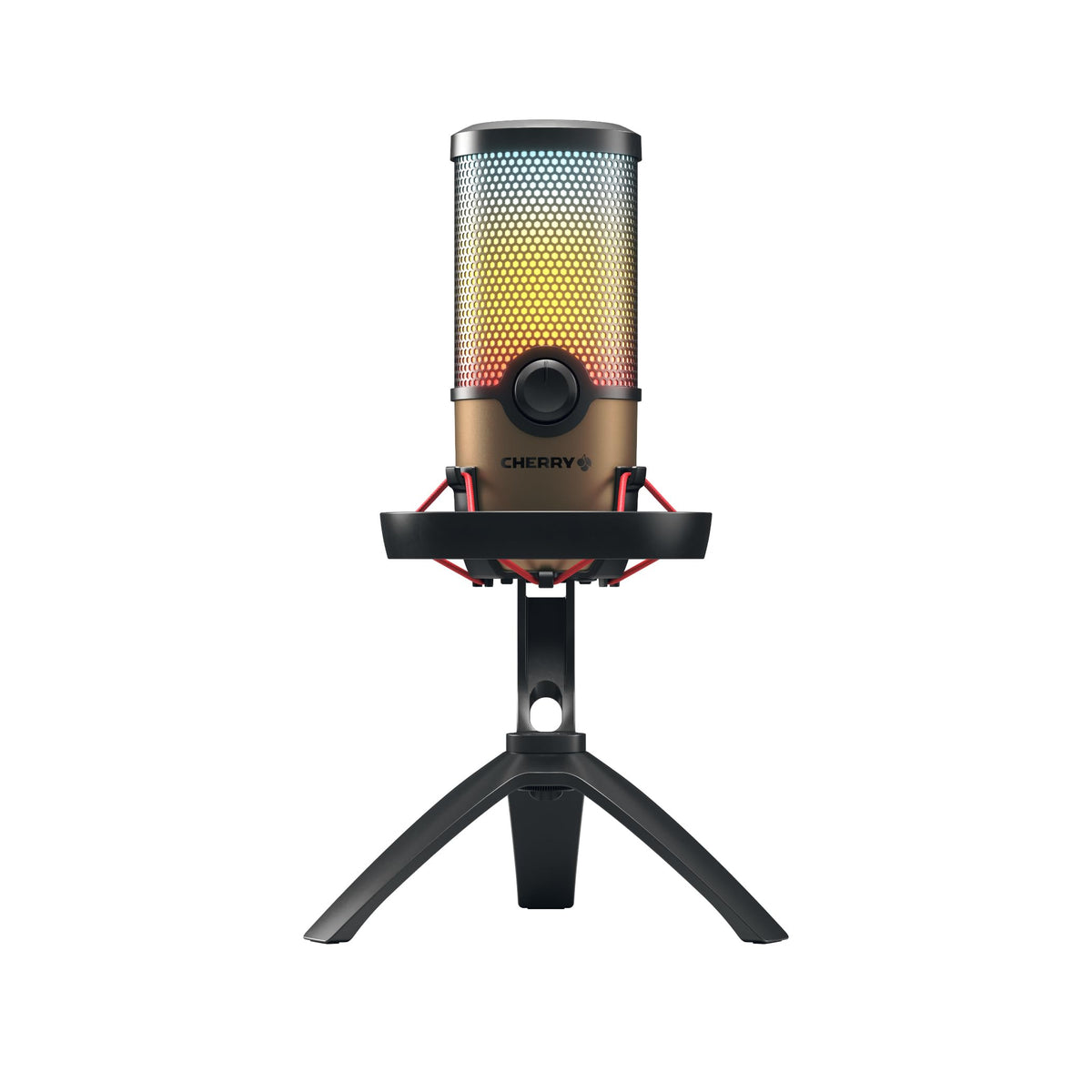USB Microphone with RGB Lighting, 4 Polar Patterns, Black/Copper V3986