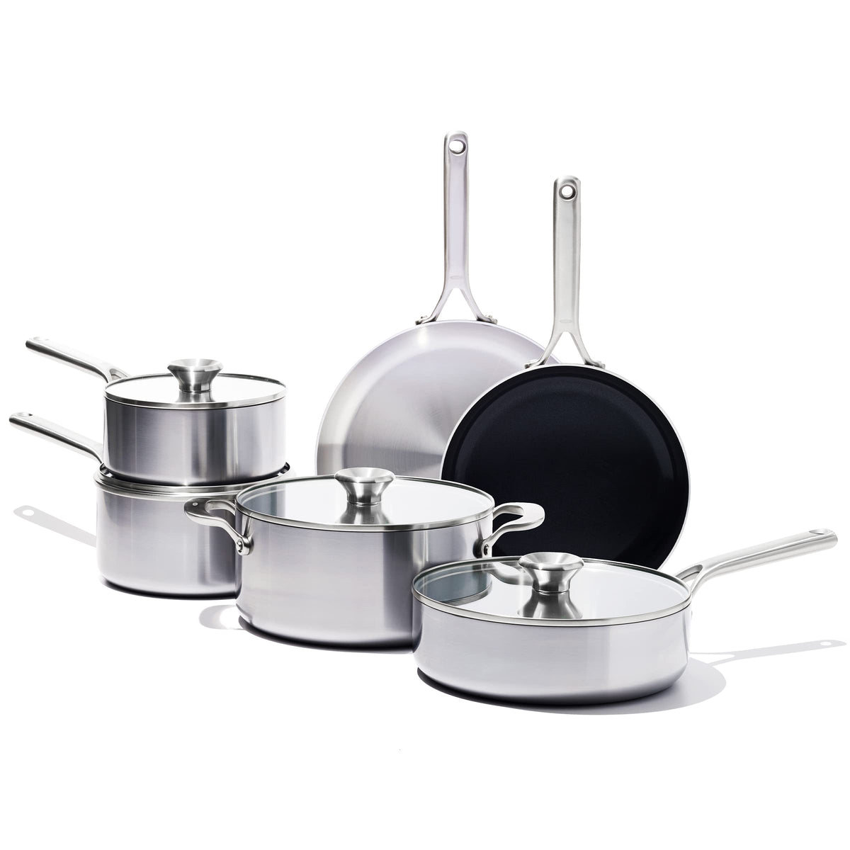 10 Piece Stainless Steel Cookware Set with Ceramic Nonstick Frying Pan I45761
