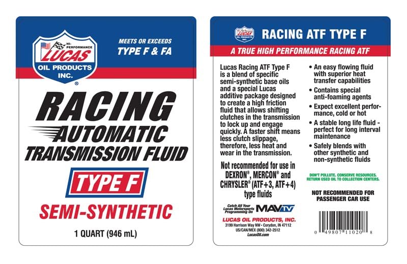 Semi-Synthetic Automatic Transmission Fluid Type F 1 Quart Pack of 6 I154741