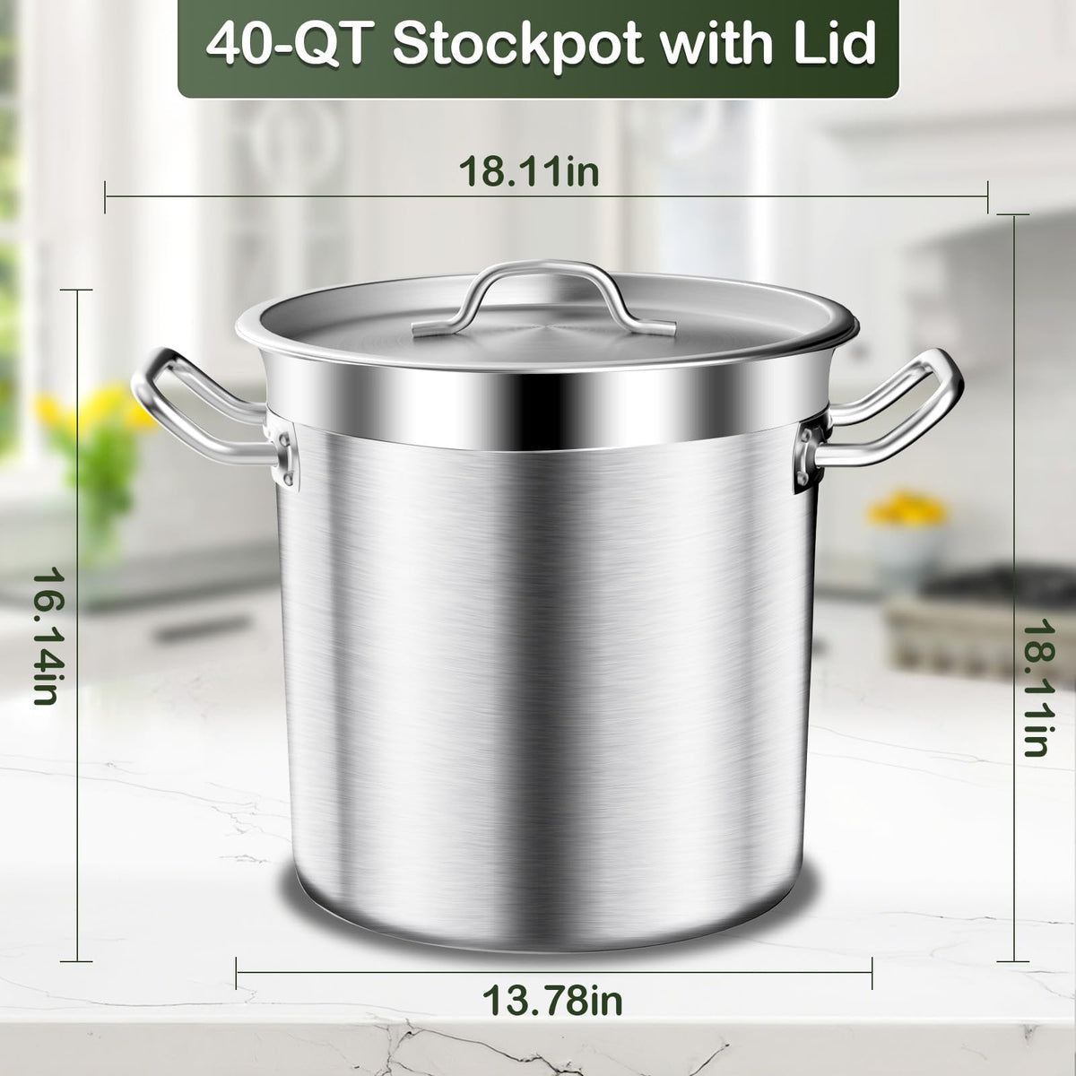 40QT Stainless Steel Stockpot with Lid V10324