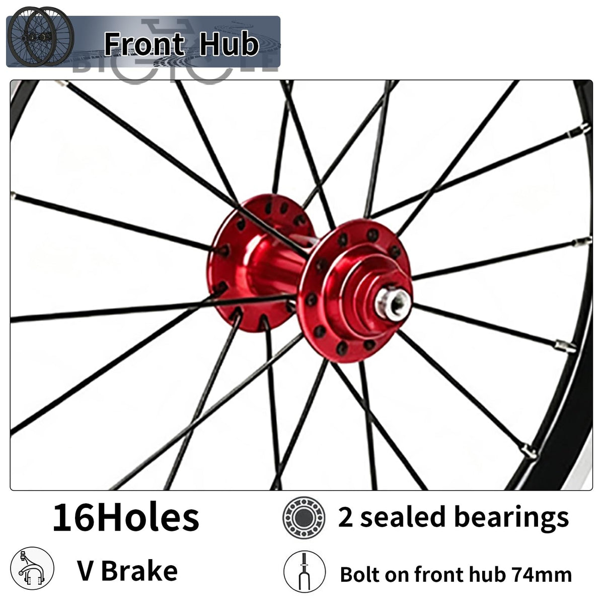 14inch 412 V-Brake Folding Bike Wheelset U2384