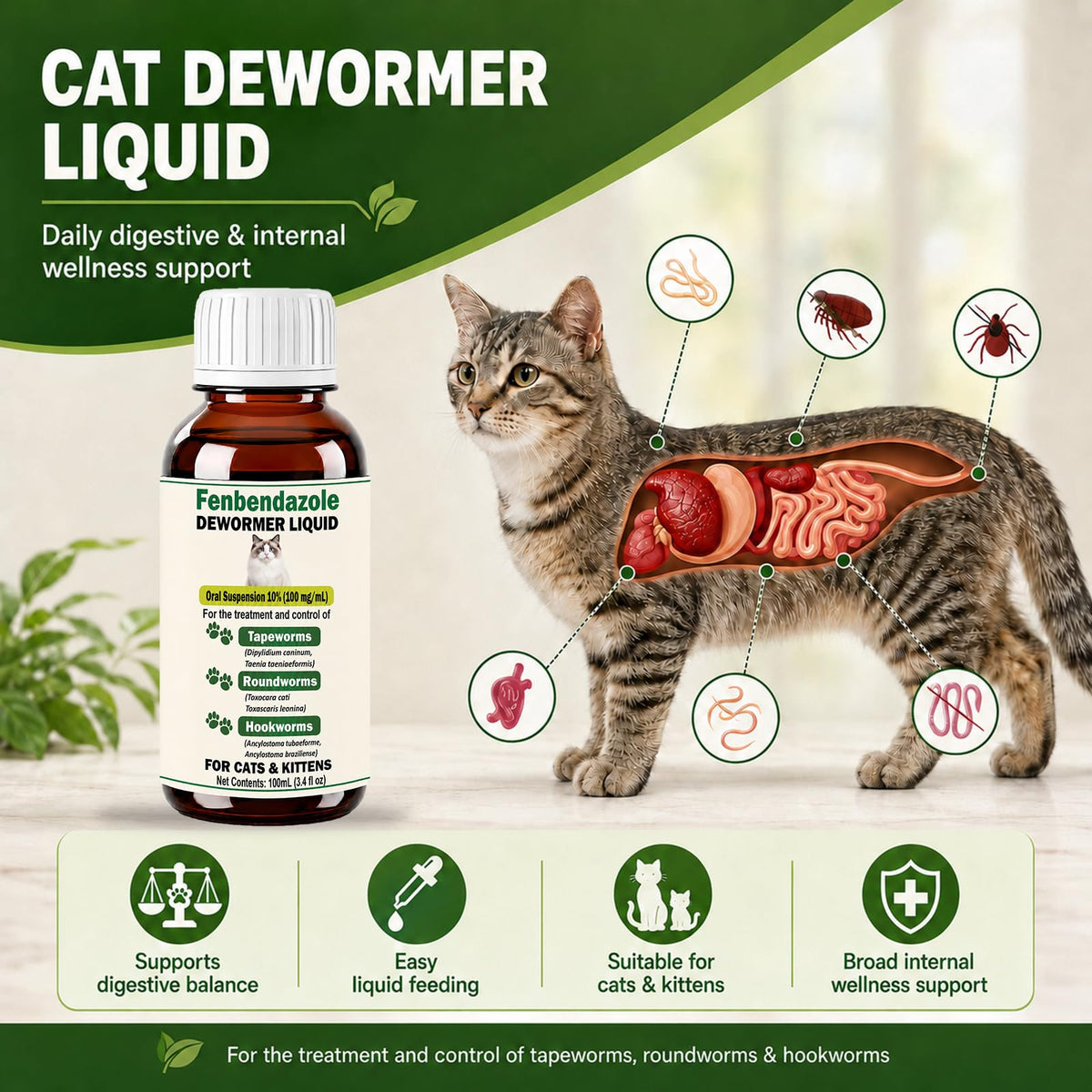 Liquid Dewormer Oral Suspension for Cats E98152