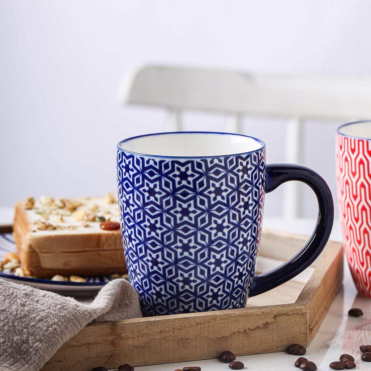 Ceramic Coffee Mugs Set 16 oz + Dinnerware Sets 12-Pieces G474